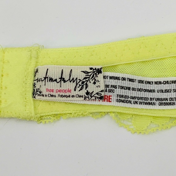Free People Sz S Bralette Womens Galloon Lace Halter Bra Lime Soft Plunging Neck - Picture 9 of 10